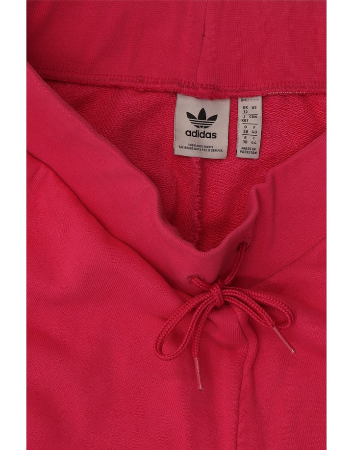 ADIDAS Womens Tracksuit Calças Joggers UK 12 Medium Pink Cotton