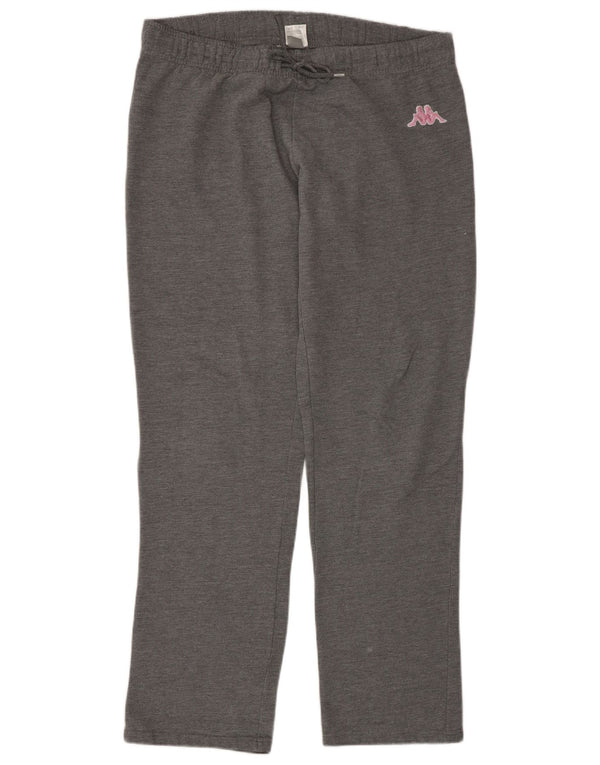 Calça de treino feminina Kappa UK 14 algodão manchado cinza médio