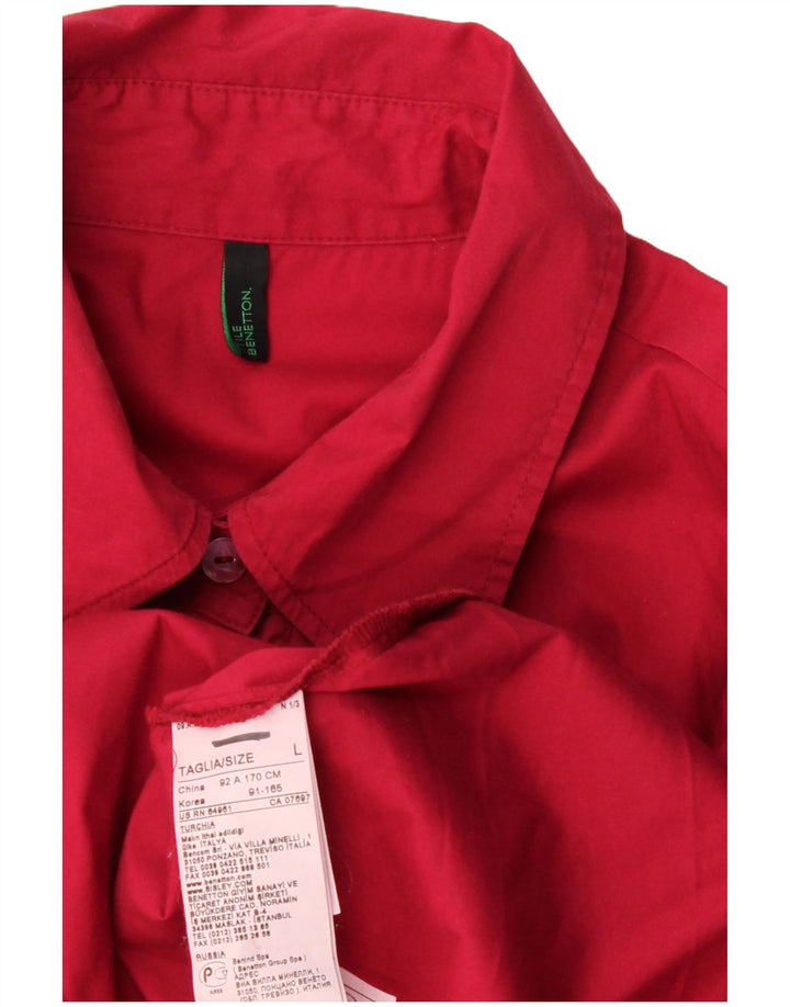 Blusa feminina BENETTON UK 16 grande algodão vermelho