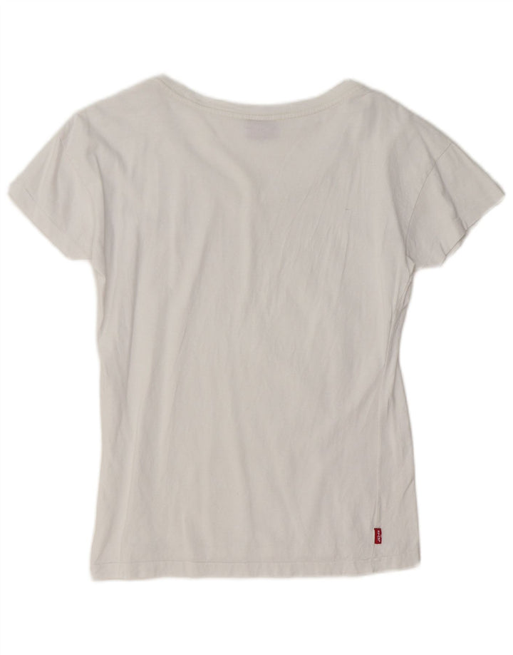 Camiseta feminina gráfica Levi's UK 10 pequena branca
