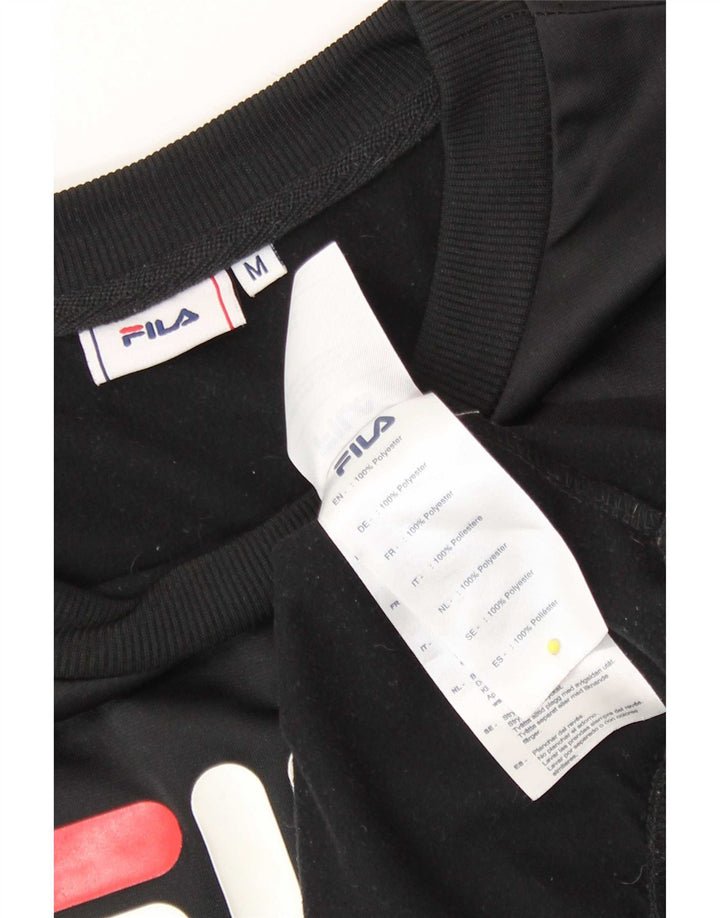 Fila moletom gráfico feminino jumper UK 14 médio preto poliéster