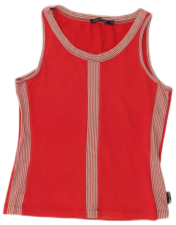 Colete feminino Marina Yachting Top UK 10 pequeno algodão listrado vermelho