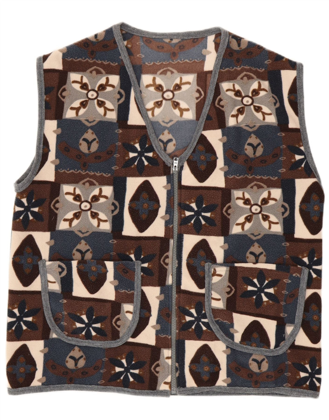 Vintage Mens Fleece Gilet UK 40 Grande Patchwork Multicolorido