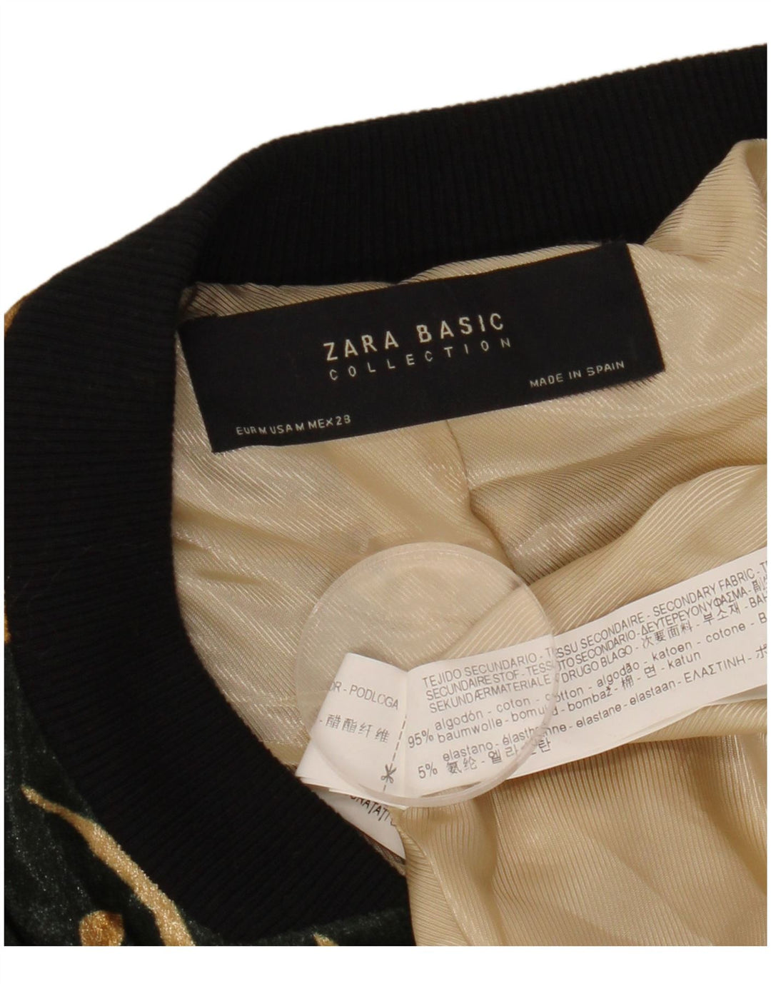 Jaqueta bomber feminina ZARA Reino Unido 14 algodão floral verde médio