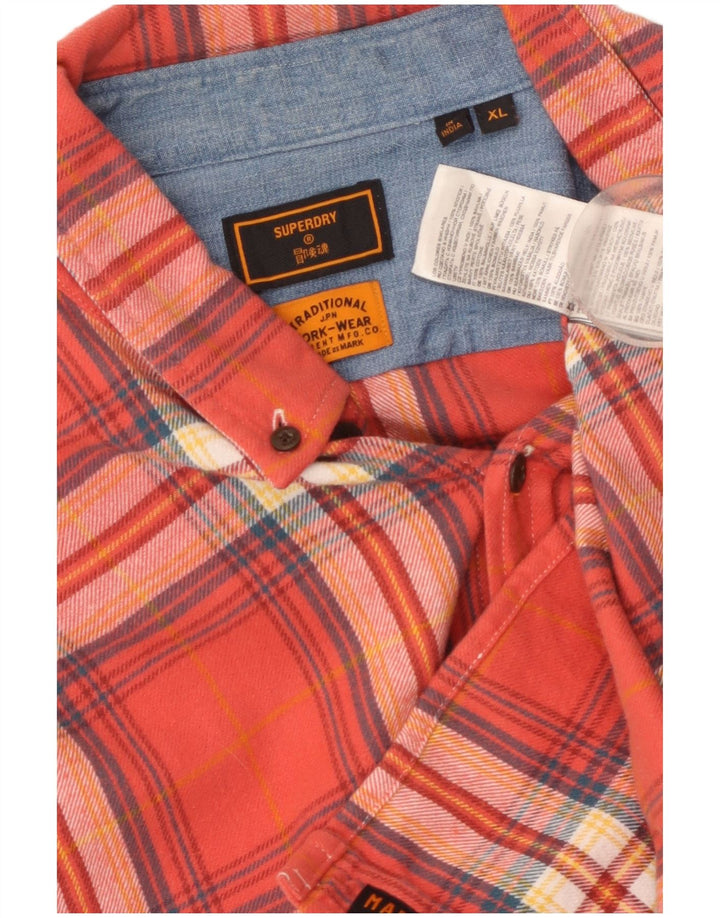 Camisa masculina de flanela Superdry XL algodão xadrez vermelho