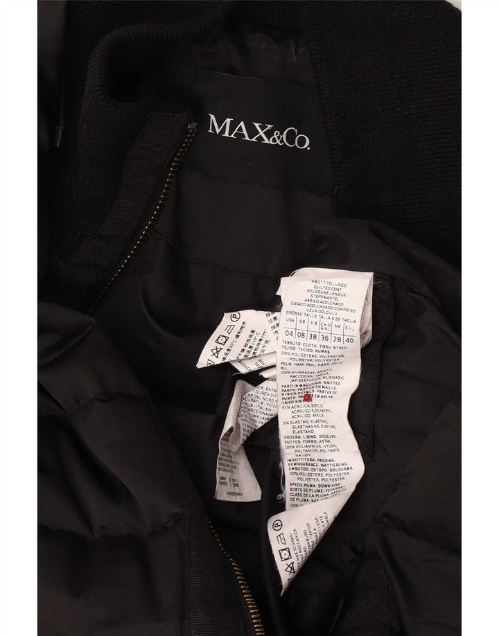 Casaco acolchoado feminino Max & Co. UK 8 pequeno poliéster preto