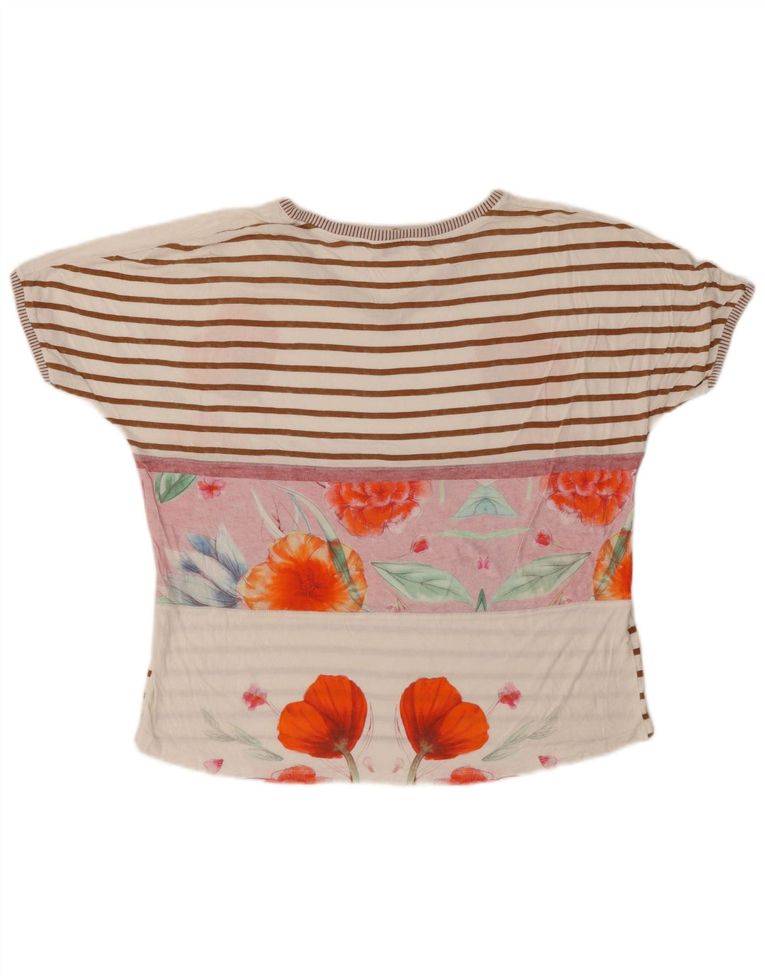 Camiseta feminina Desigual UK 16 grande off white floral