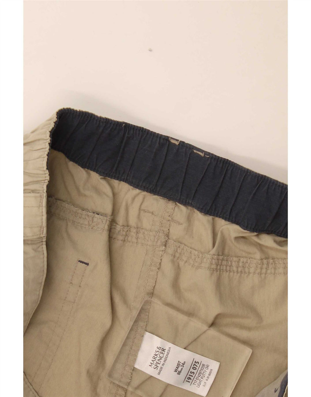 Shorts cargo masculino Marks & Spencer W34 grande algodão bege
