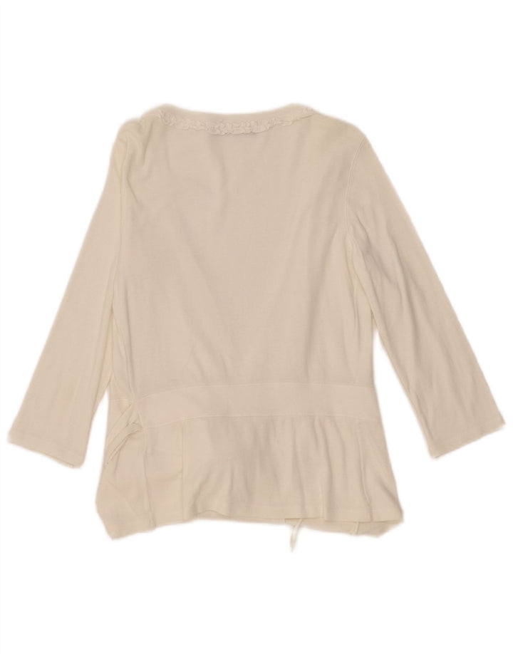 Playlife blusa feminina manga 3/4 top UK 8 pequena branca