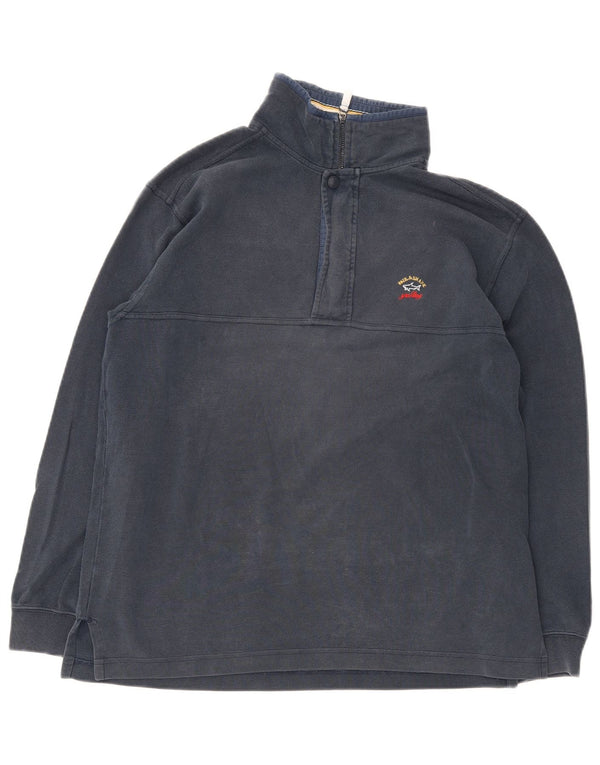 Suéter masculino Paul & Shark Yachting com zíper e gola média azul marinho
