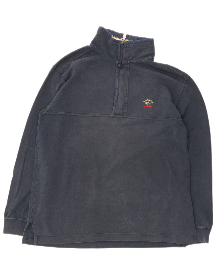 Suéter masculino Paul & Shark Yachting com zíper e gola média azul marinho