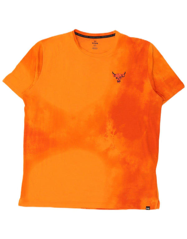Camiseta gráfica masculina Under Armour Top XL laranja tie-dye algodão