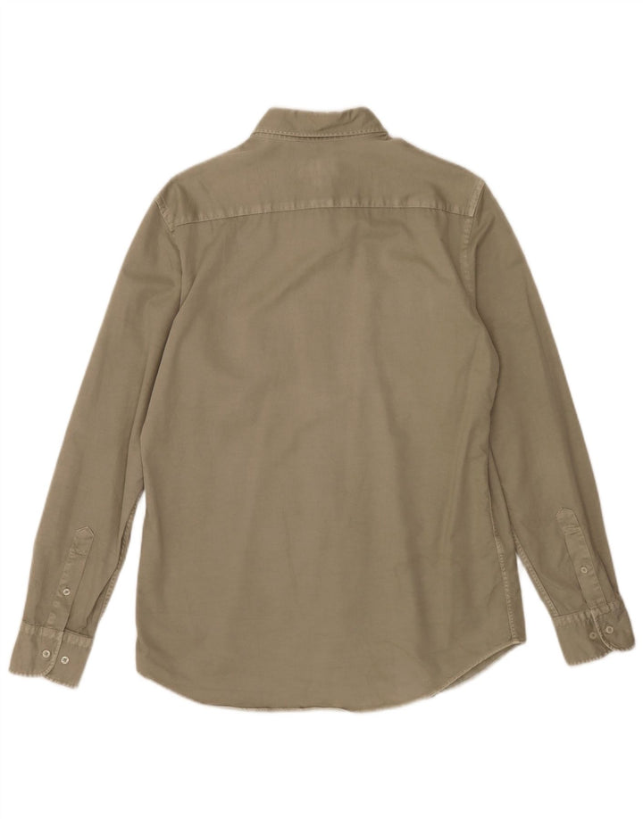 Camisa masculina Massimo Dutti de algodão cáqui médio