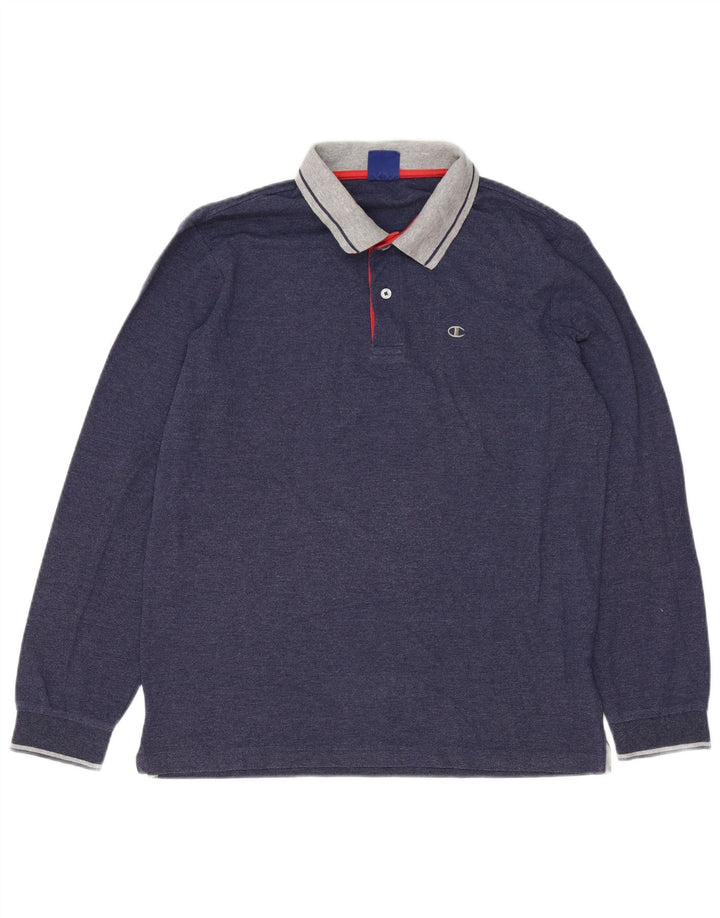 Camisa polo masculina de rugby de manga comprida Champion azul marinho médio