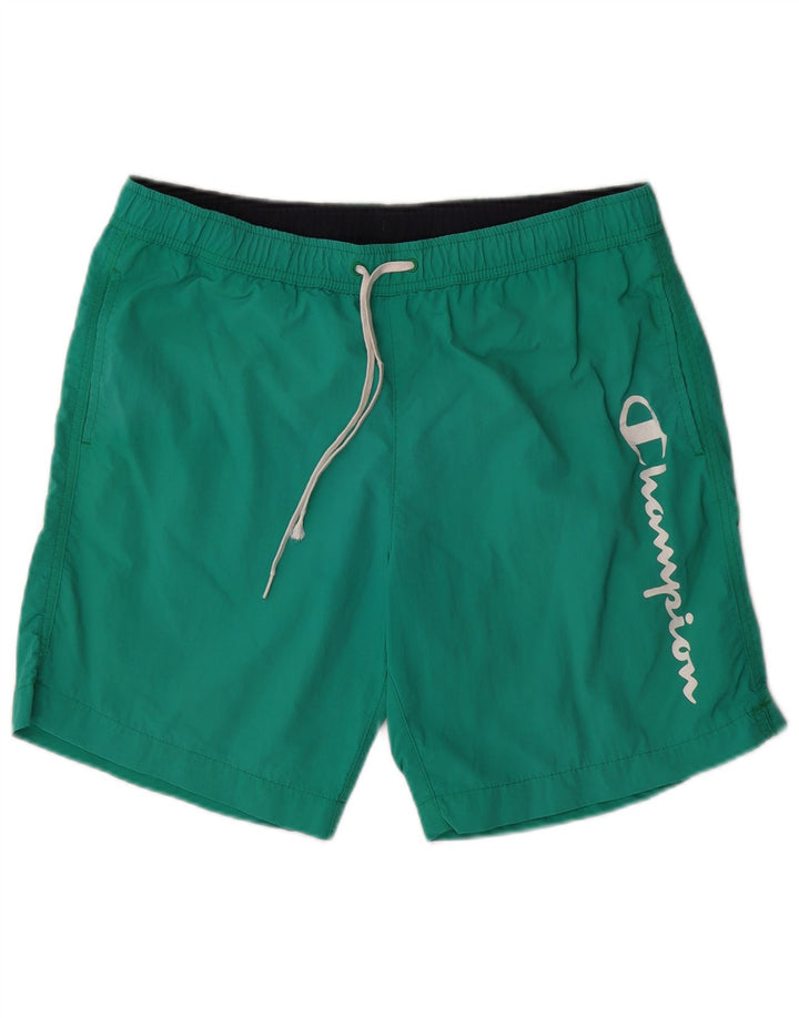 CHAMPION Shorts de natação masculino gráfico grande poliamida verde