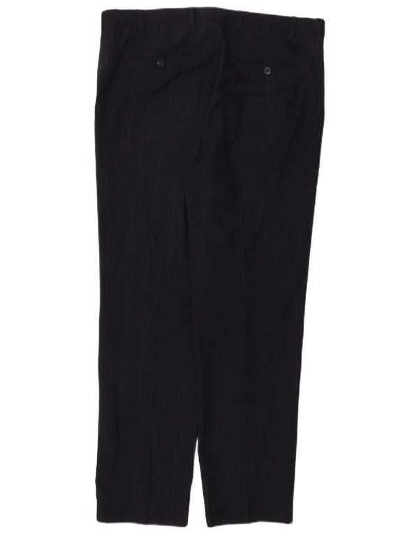 Calça masculina sob medida Marks & Spencer W36 L31 risca de giz azul marinho