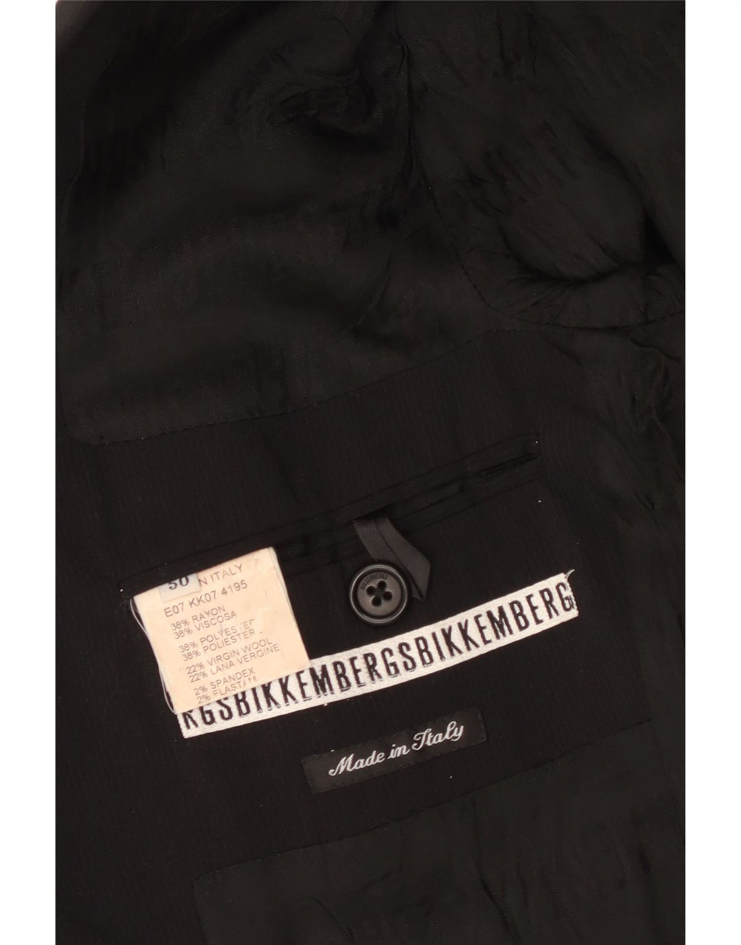 Jaqueta blazer masculina de 2 botões BIKKEMBERGS IT 50 grande viscose preta