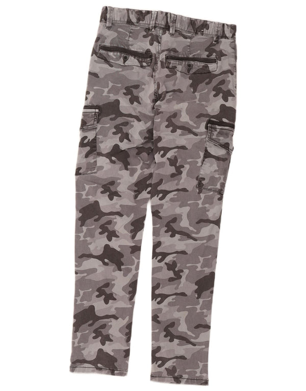 Calças Benetton Boys Slim Cargo 11-12 Anos W28 L27 Cinza Camuflagem
