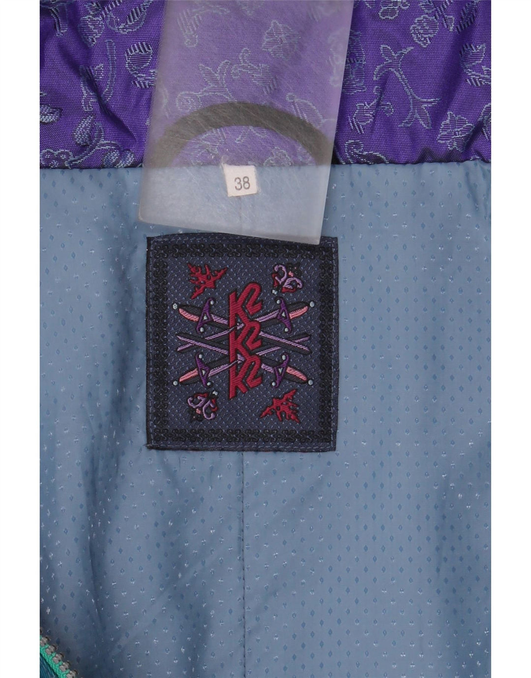 Macacão de esqui feminino vintage com capuz EU 38 bloco colorido azul médio