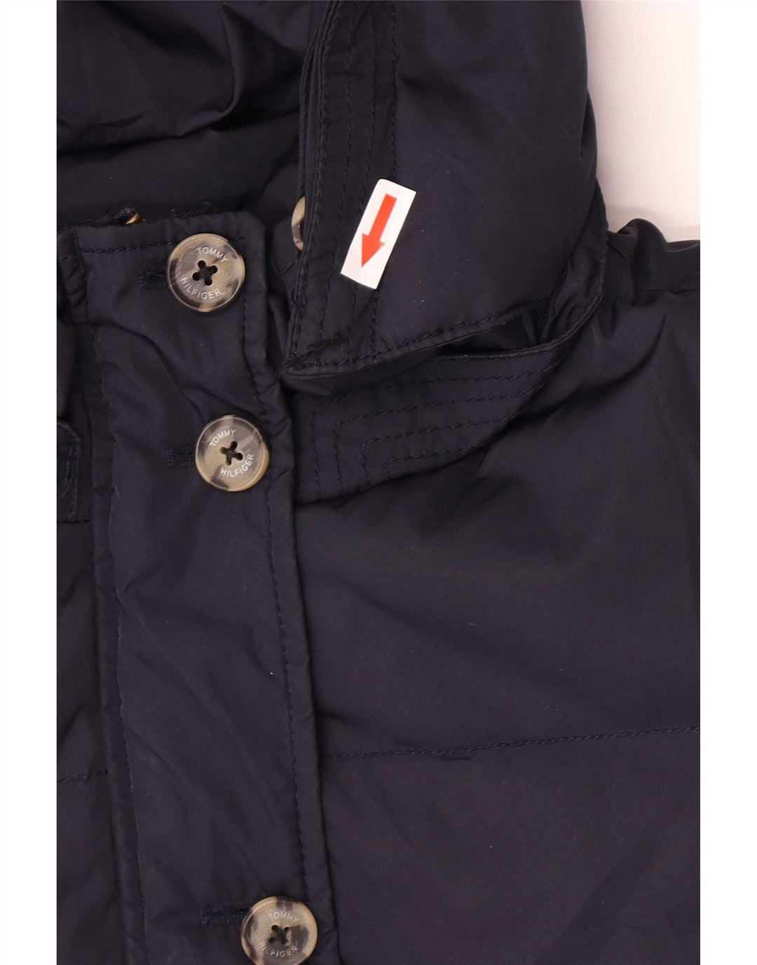 Jaqueta acolchoada com capuz feminina Tommy Hilfiger Reino Unido 12 poliéster azul marinho médio