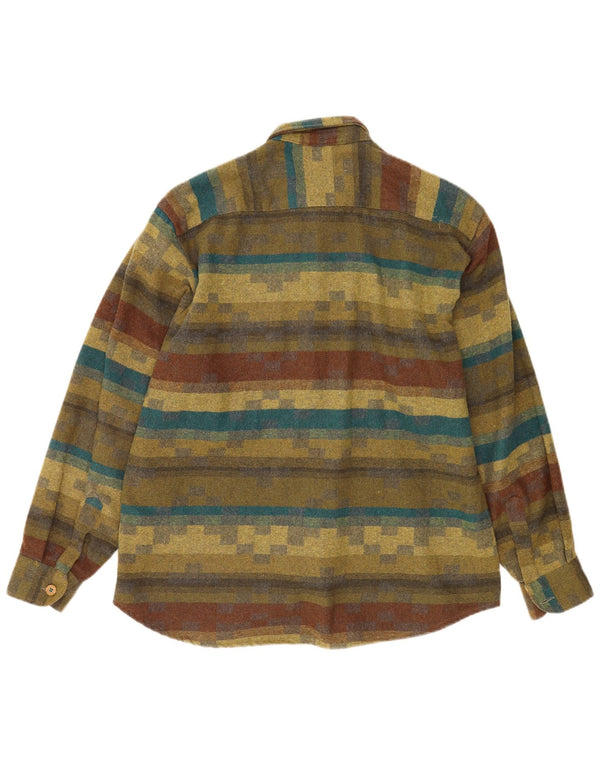 Camisa masculina de flanela Massaro grande listrada cáqui