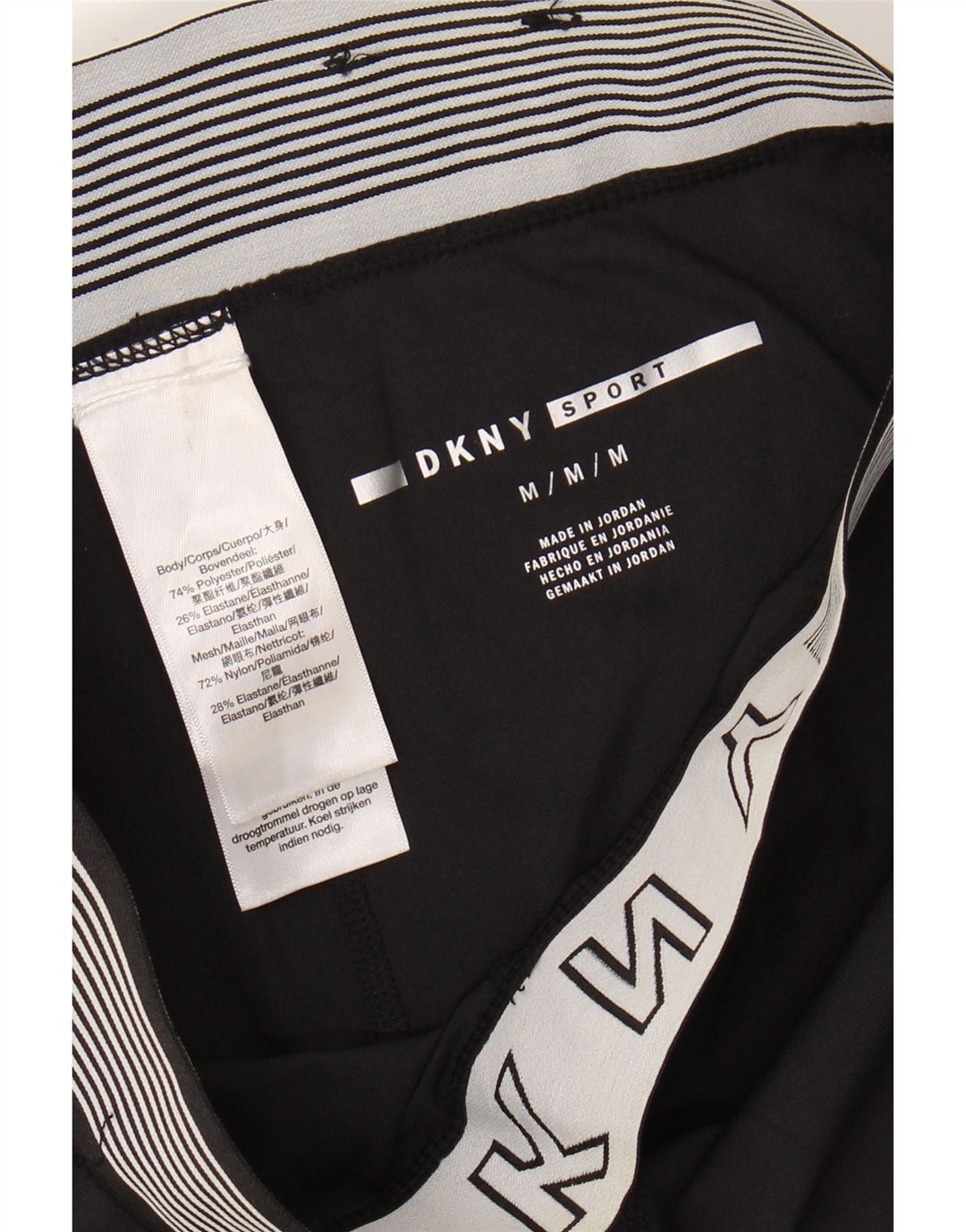 Leggings femininas Dkny com corte gráfico UK 12 poliéster preto médio