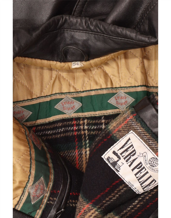 Jaqueta de couro masculina VINTAGE IT 54 2XL couro preto