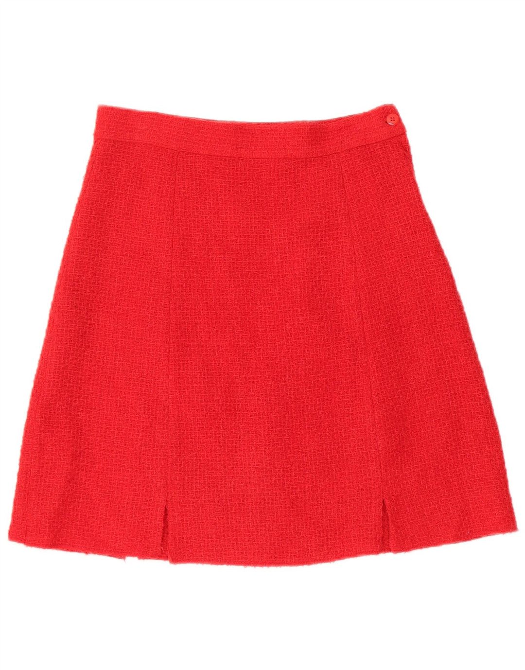 Conjunto de saia feminina vintage de 4 botões e 2 peças Reino Unido 12 médio W28 lã vermelha
