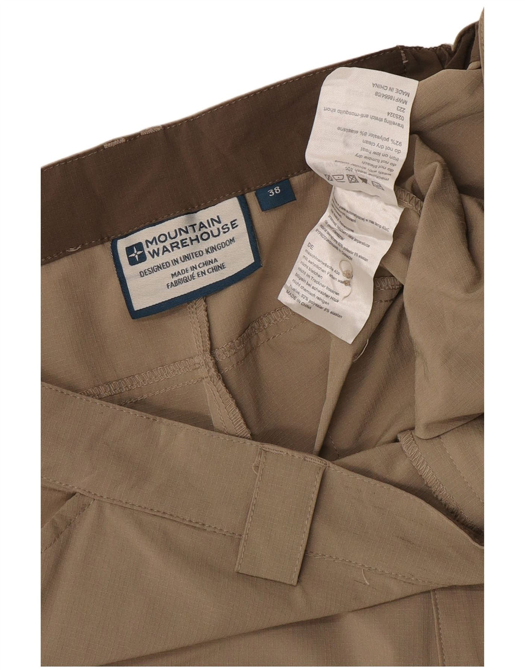 Shorts de carga masculino Mountain Warehouse W38 XL poliéster bege
