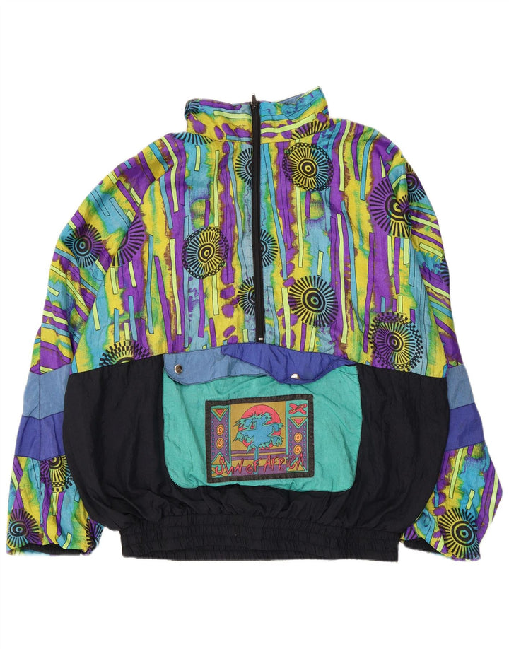 Jaqueta Anorak vintage feminina com padrão abstrato Reino Unido 16 grande multicolorida