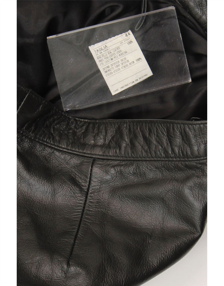 Calça feminina vintage de couro bootcut IT 44 médio W28 L30 couro preto