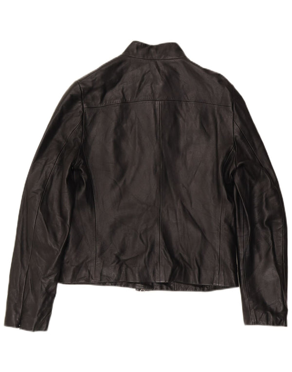French Connection Womens Leather Jacket UK 12 Medium Black Leather