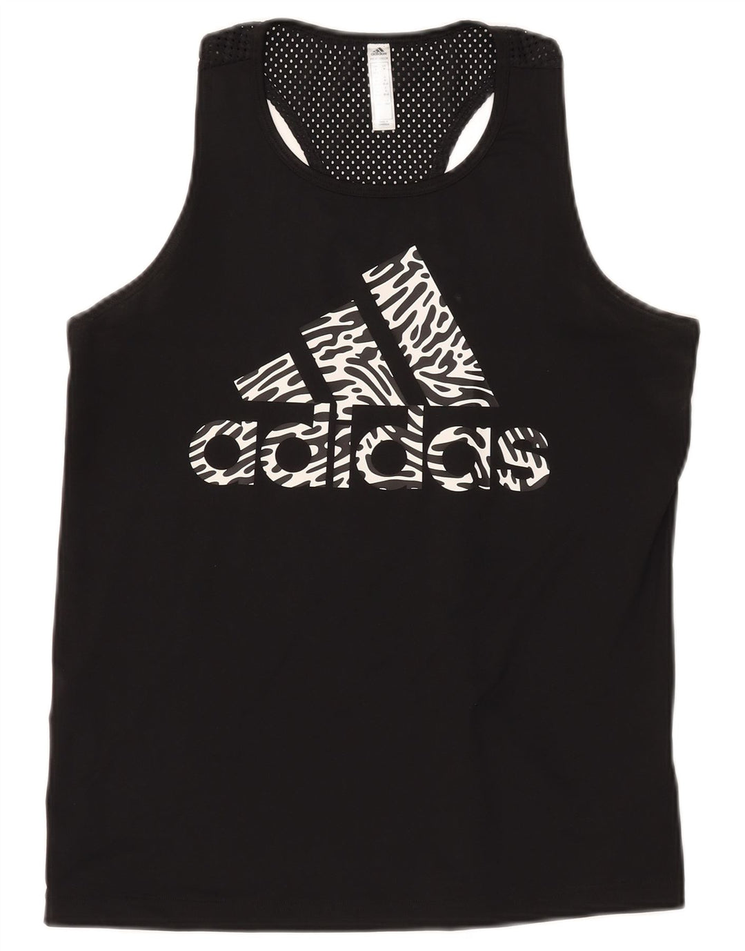 ADIDAS Womens Graphic Vest Top UK 12/14 Médio Preto Poliéster