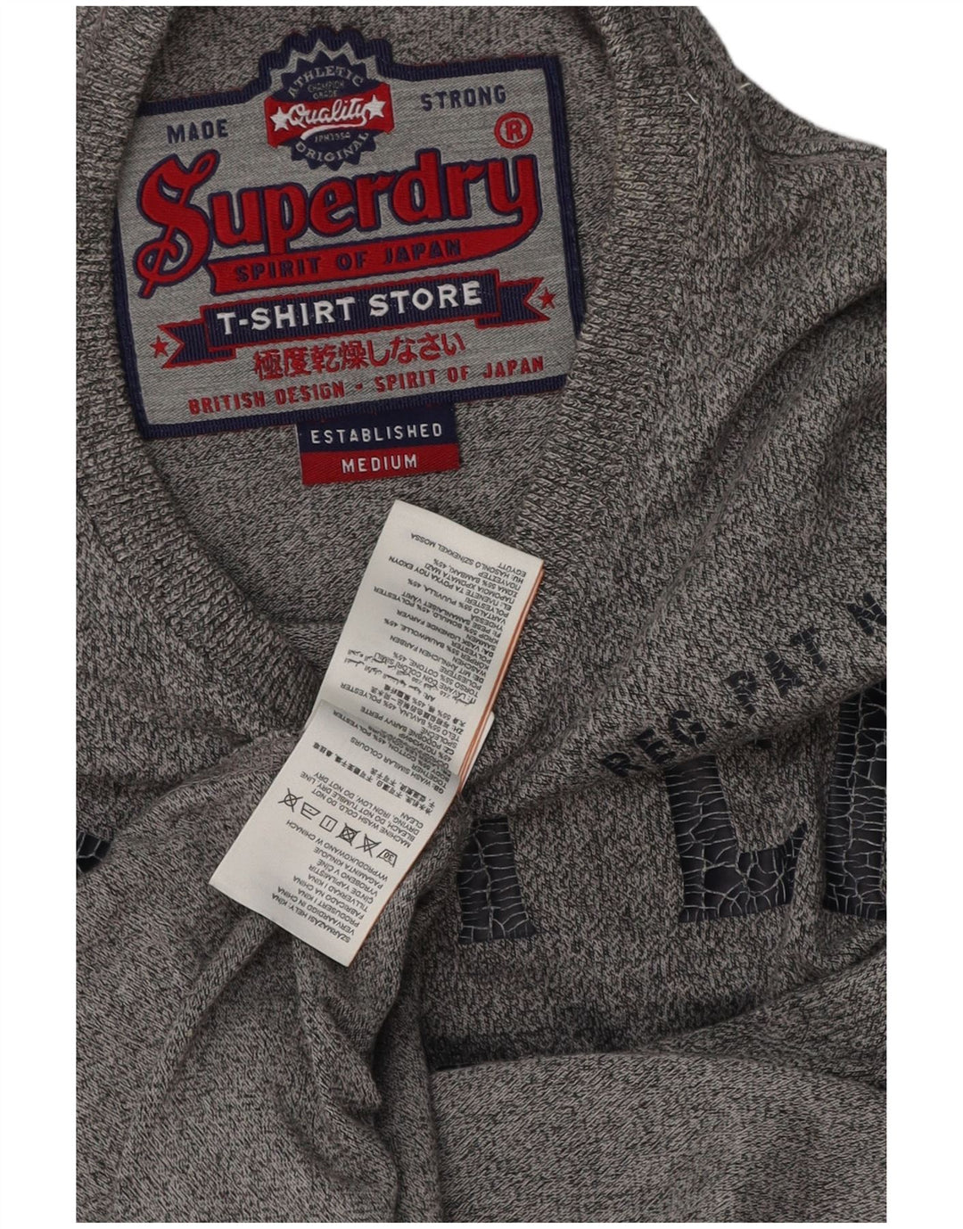Camiseta gráfica masculina Superdry Top cinza médio algodão