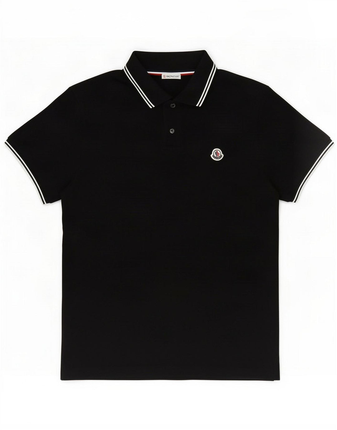 Camisa polo masculina Moncler de algodão preto médio