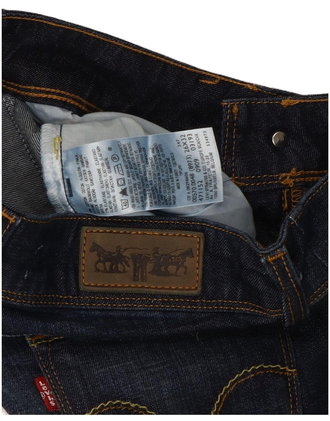 Calça jeans feminina Levi's 570 Straight W26 L32 azul marinho algodão
