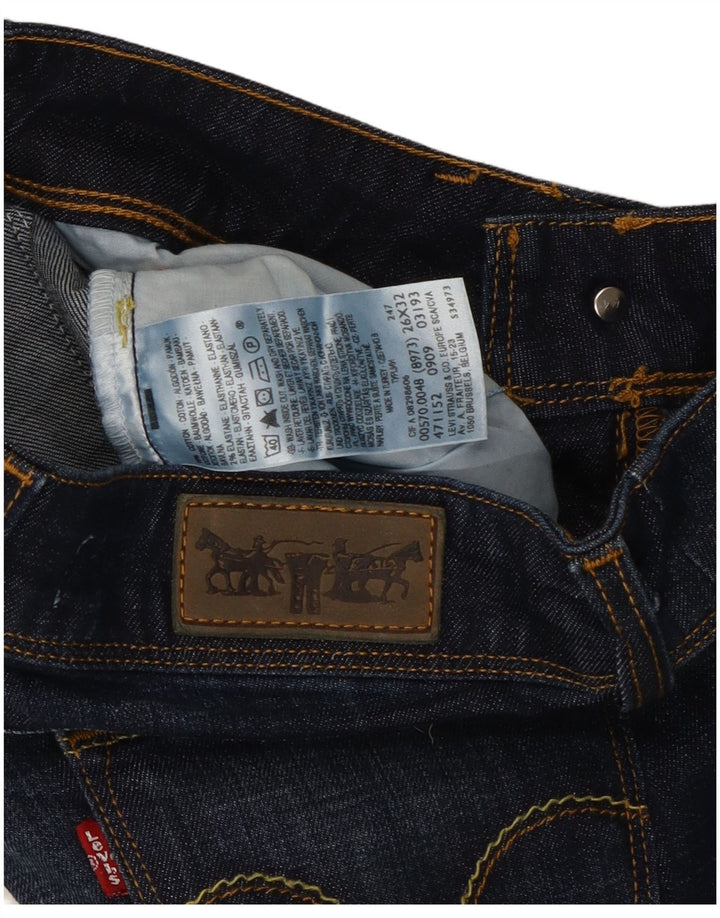 Calça jeans feminina Levi's 570 Straight W26 L32 azul marinho algodão