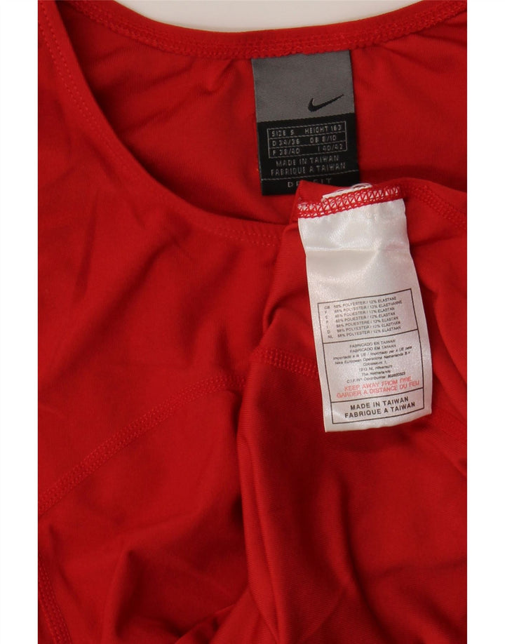 Nike Womens Crop Vest Top UK 8/10 Pequeno Poliéster Vermelho