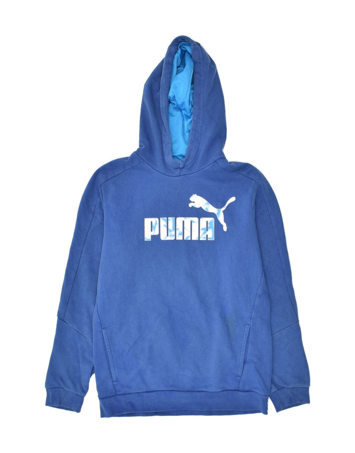 PUMA Boys Graphic Hoodie Jumper 13-14 Years Blue Cotton | Vintage Puma | Thrift | Second-Hand Puma | Used Clothing | Messina Hembry 