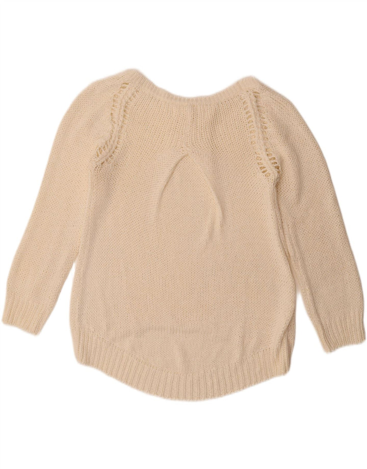 Suéter feminino Zara com gola canoa Reino Unido 16 grande branco