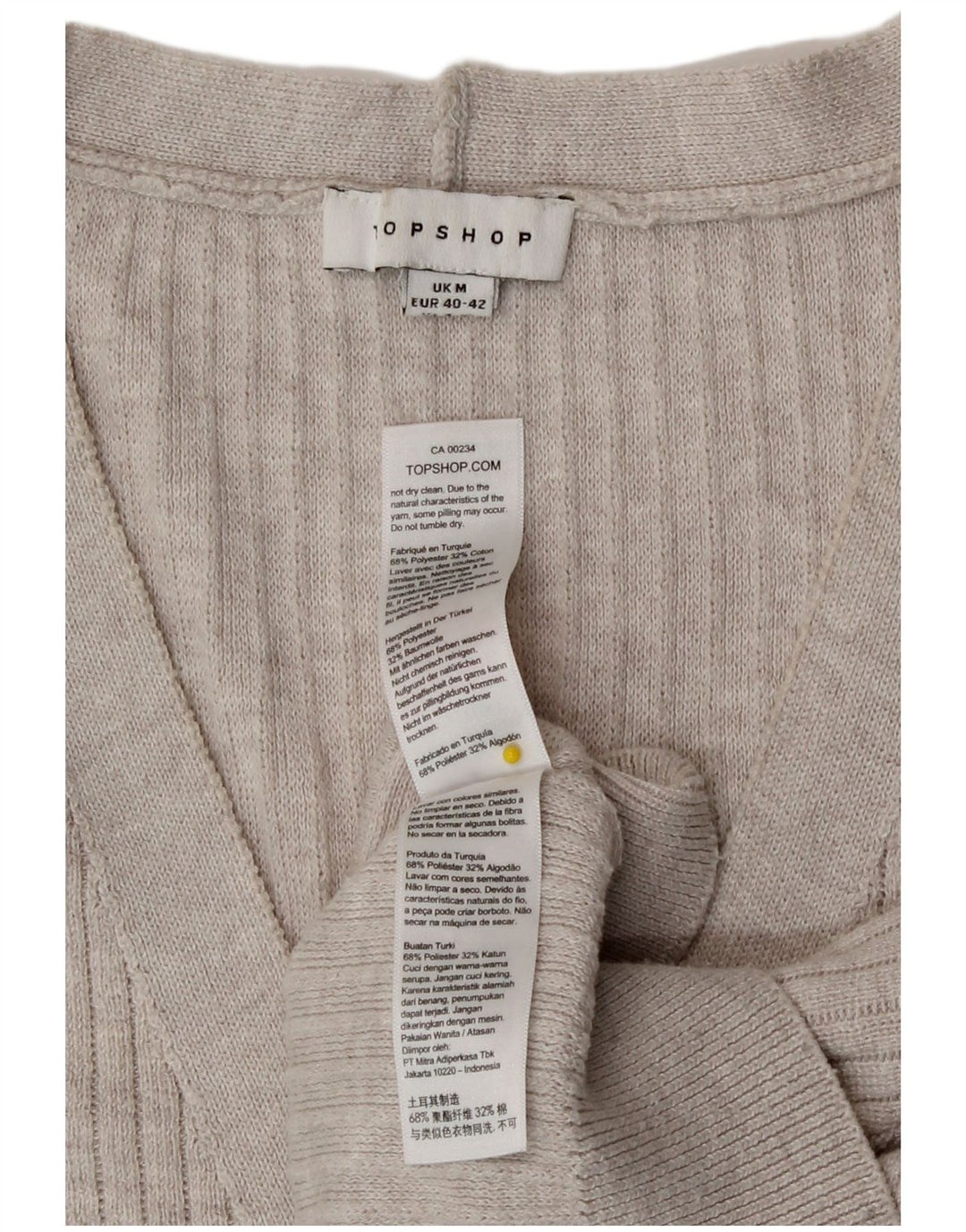 Topshop Suéter Cardigan Feminino Crop Oversized Reino Unido 14 Poliéster Cinza Médio