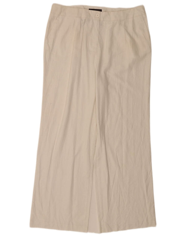Calça chino feminina Marks & Spencer com perna larga Reino Unido 16 grande W35 L31 branca