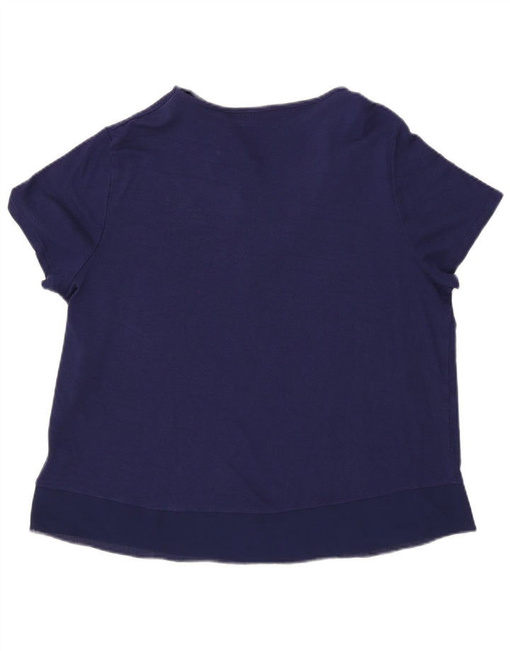 Blusa feminina Marks & Spencer UK 16 grande viscose azul marinho