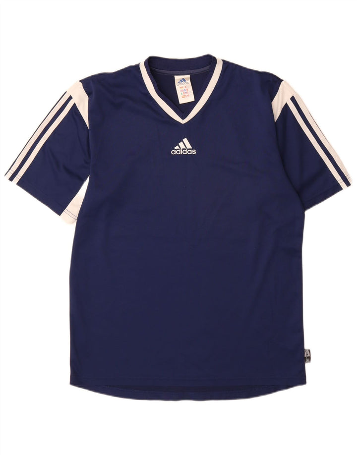 Adidas Masculino Climalite Camiseta Top Pequeno Azul Marinho Colorblock Poliéster