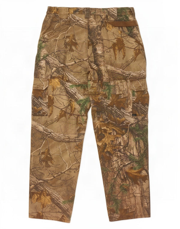 Calça cargo reta masculina série tática W36 L32 camuflagem cáqui