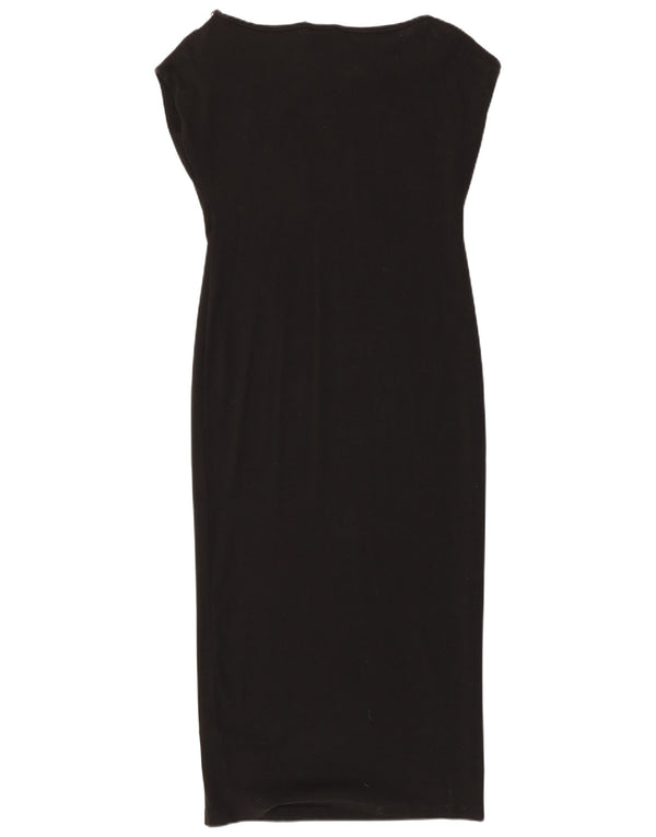 Vestido bodycon feminino sem mangas Zara UK 18 XL algodão preto