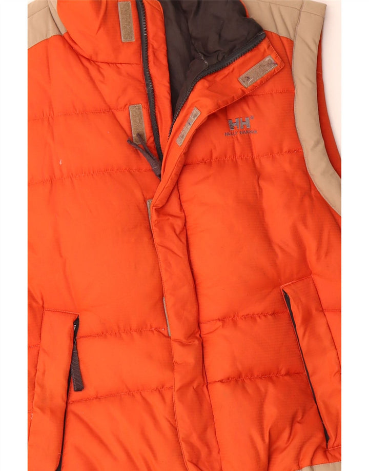 HELLY HANSEN Colete masculino acolchoado UK 38 médio laranja colorblock nylon