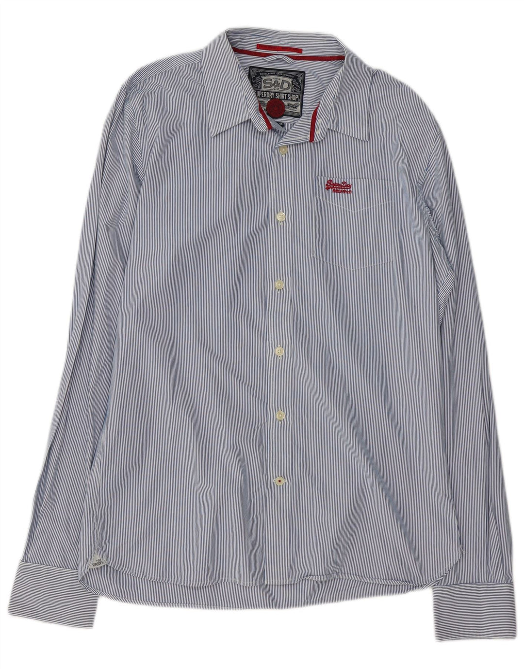 Camisa masculina Superdry 2XL algodão listrado azul