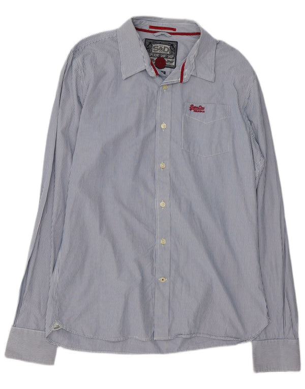 Camisa masculina Superdry 2XL algodão listrado azul