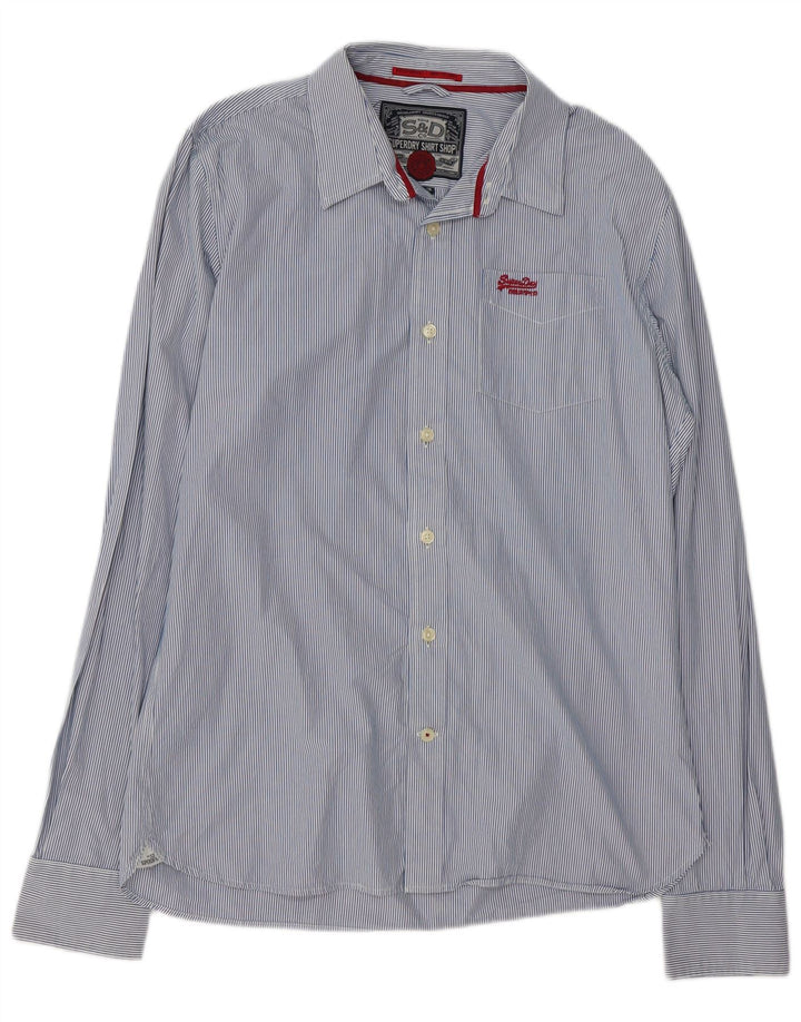 Camisa masculina Superdry 2XL algodão listrado azul